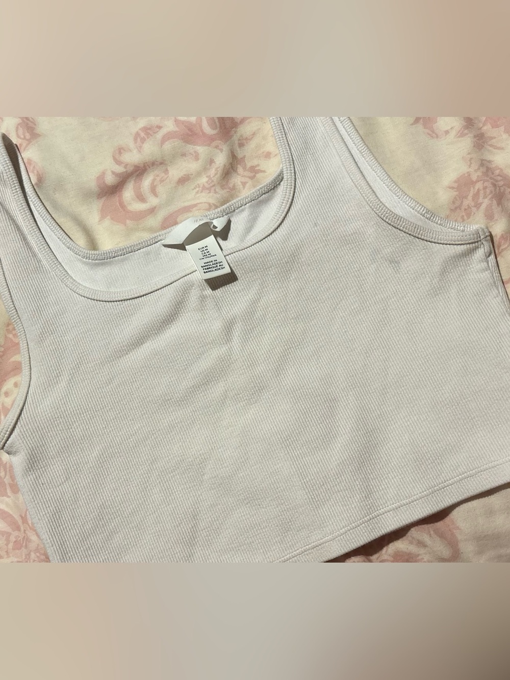 H&M White Ribbed Crop Tank Top - Picture 1 of 3